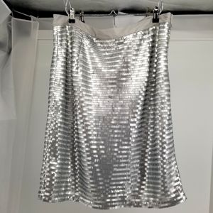 Silver Sequin Pencil Skirt, 18W